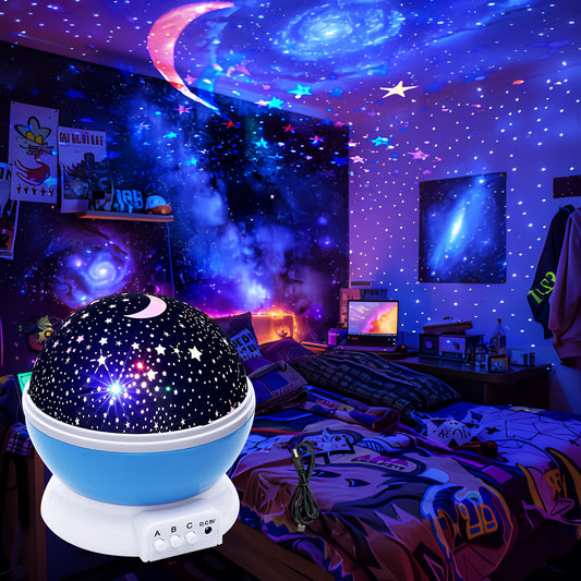 1pc Starry Night Sky Projector Lamp with 360° rotating feature and 12 color modes, ideal for bedroom and party decorations, makes a perfect gift.