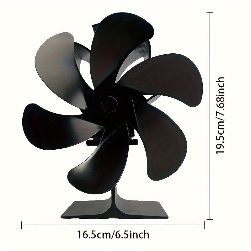 Lotus Fireplace Fan with High I Base - Featuring 6 Large Blades, Heat Activation, Plug-free Operation, and Energy Efficiency