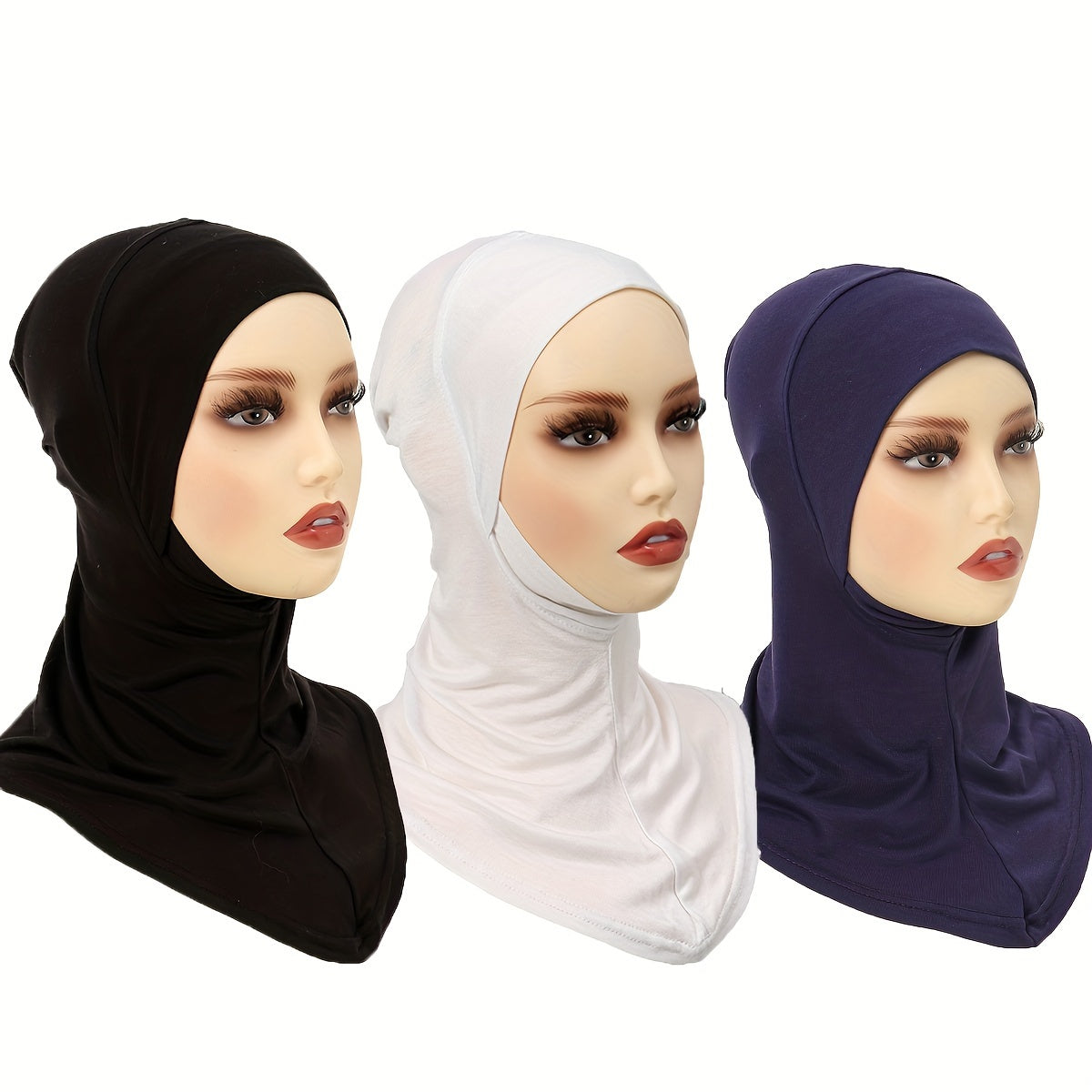 3-Pack Elegant Solid Color Polyester Hijab Shawls, Breathable & Sun-Proof, Yarn-Dyed Craftsmanship, Non-Stretch and Feather-Free.