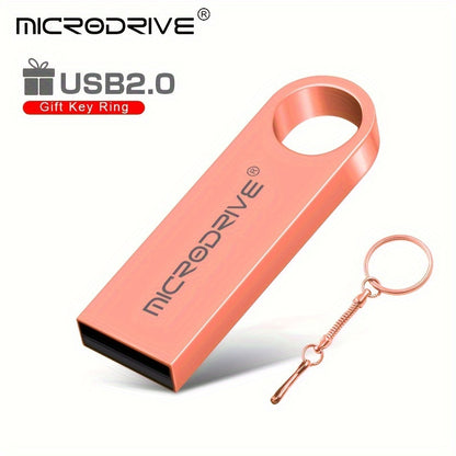 MICRODRIVE USB 2.0 Flash Drive available in storage options from 4GB to 128GB, portable with key ring attachment, suitable for data transfer and backup.