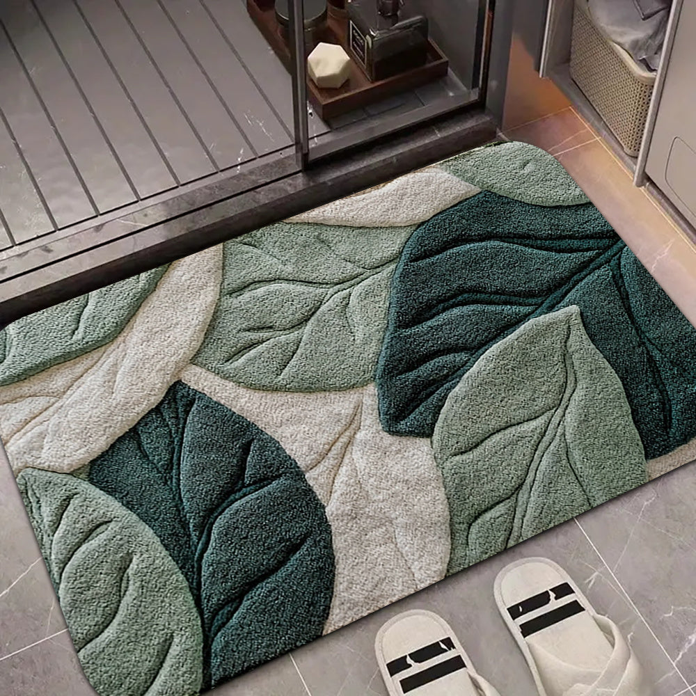 1pc Leaf Pattern Door Mat - Non-Slip, Quick-Dry, Ideal for Home Decor, Machine Washable