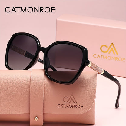 Women's Polarized Square sunglasses with high-quality PC frame, comfortable for outdoor activities and everyday use, comes in a pink gift box.