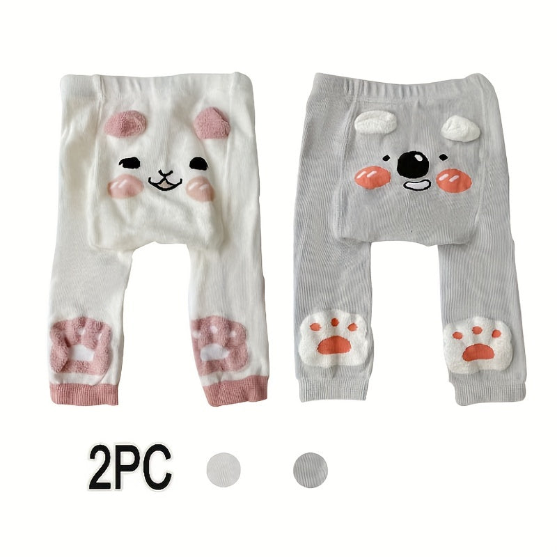 2 cute cartoon cotton blend leggings for youngsters, soft, stretchy, and perfect for all seasons