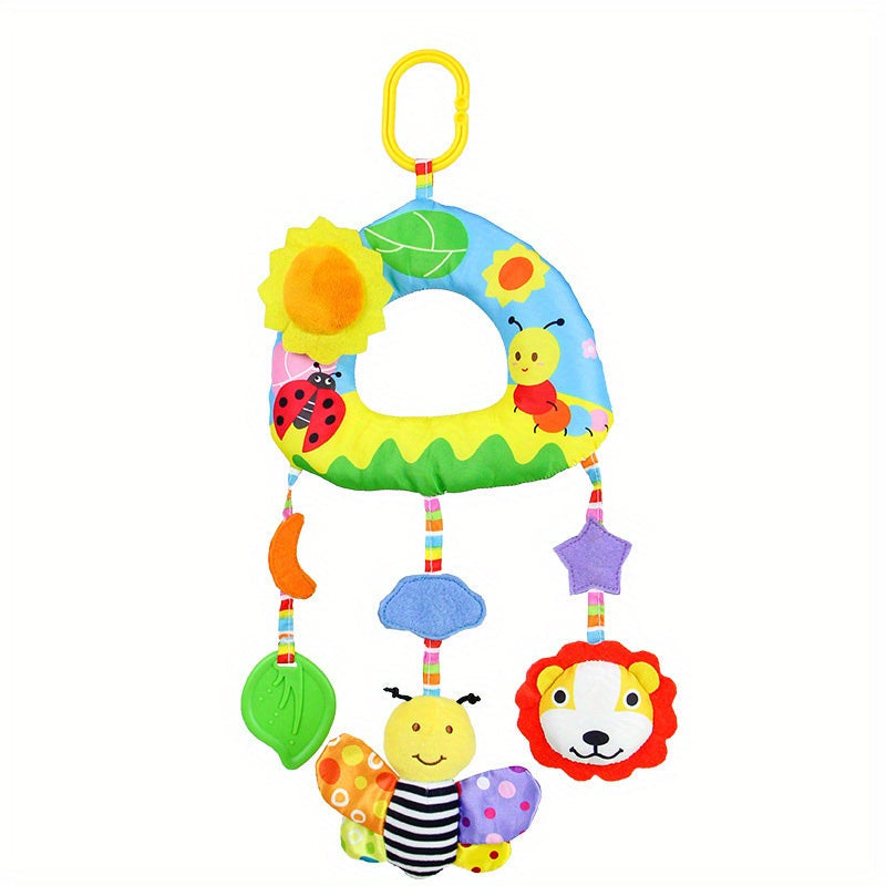 Cute Rainbow Hanging Toy for Babies - Gentle Rattle & Soft Animal Charm for Strollers, Car Seats & Cribs - Ideal Birthday Present for Infants up to 12 Months