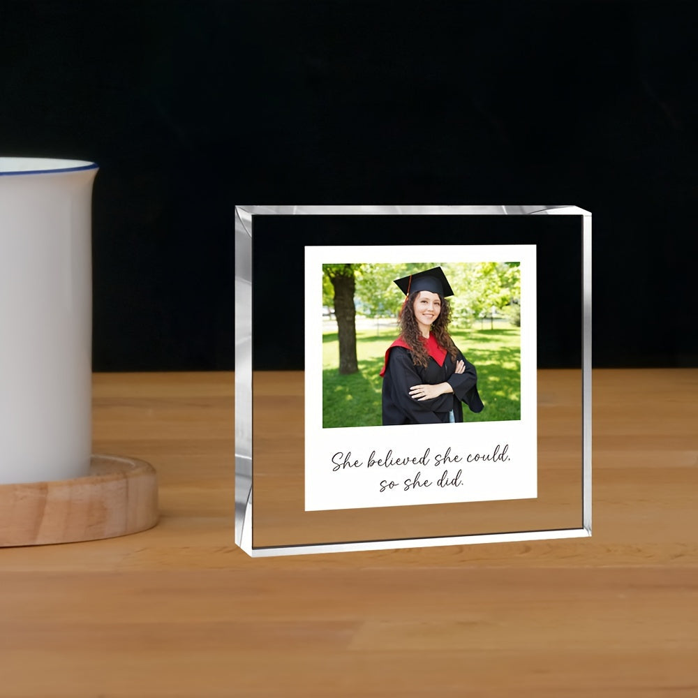 Personalized Acrylic Photo Frame - Perfect Gift for Graduates, Teachers, and Friends, Glows in the Dark, Ideal Mother's Day or Anniversary Present