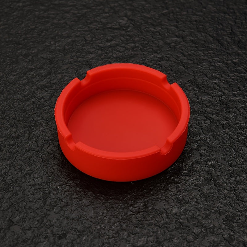 Round silicone ashtray for home or office use, suitable as a gift.