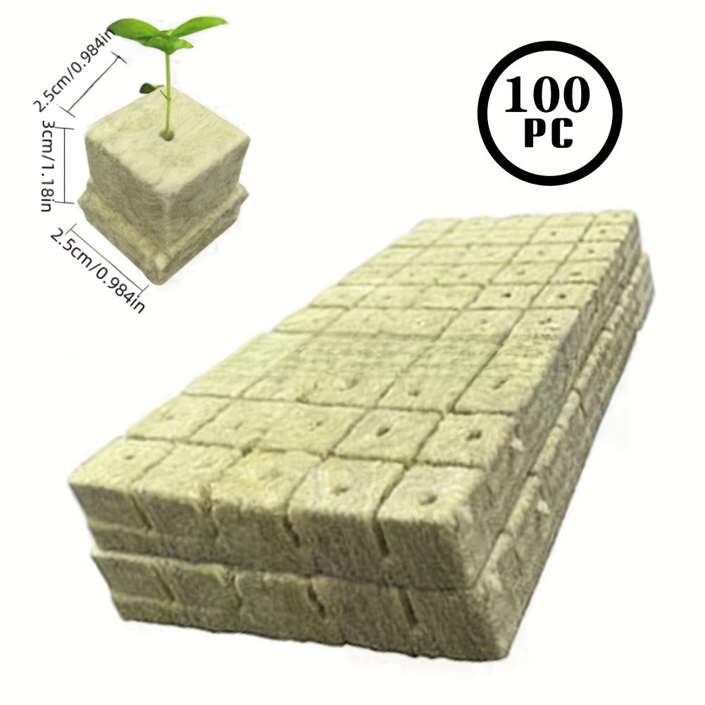 Hydroponic grow kits available in 50, 100, or 200 pieces, featuring ventilated soilless plant sprouting system. Non-fertilized, breathable, moisturized plant starter blocks measuring