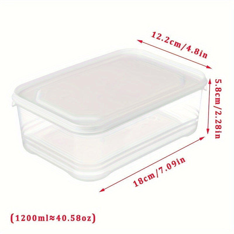 Set of eight leak-proof food storage containers with flip-top lids, each holding 1200ml. Made of durable polypropylene, these containers are multipurpose, reusable, and microwave safe. Transparent design for easy meal prep and refrigerator organization.