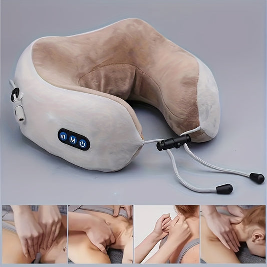 Electric U-shaped pillow simulates hand massage on the neck for a real massage experience at home, office, or in the car. Perfect gift for family and friends.