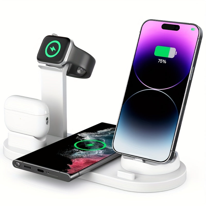 15W wireless charger for iPhone and Samsung devices, AirPods, and iWatch.