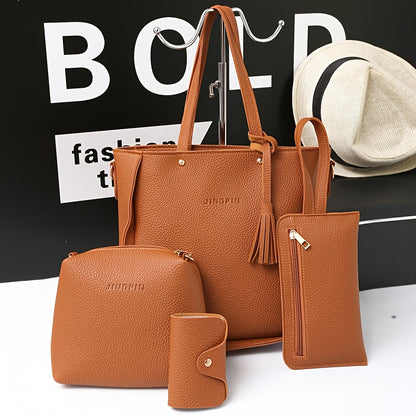 New Fashion 4-piece Matching PU Handbag Set for Mother and Daughter