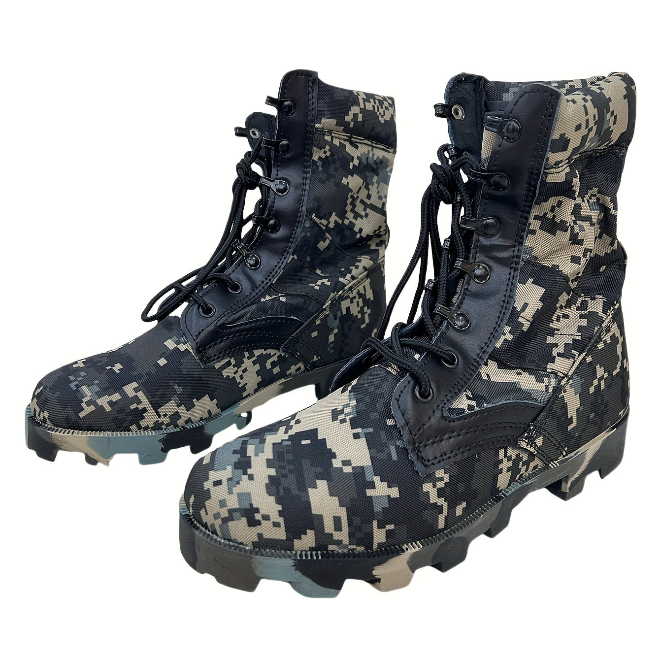 Men's Mid-Calf Hiking Boots with Anti-Slip Camouflage Design.