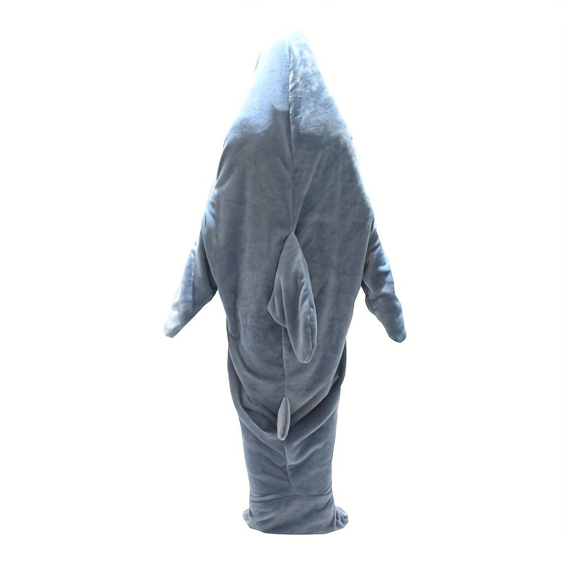 Shark Blanket Hooded Jumpsuit Pajama, made of Super Soft Flannel for Ultimate Comfort at Home