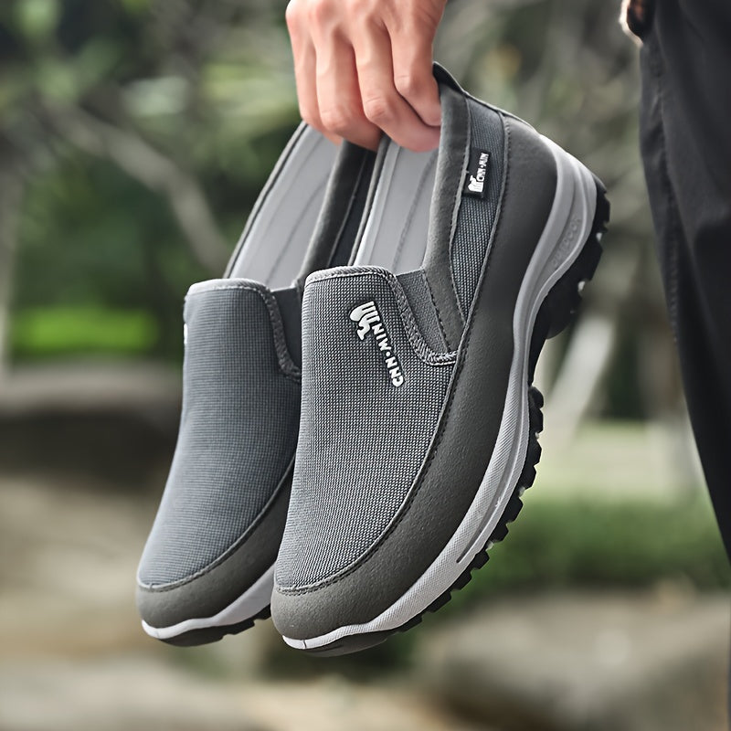 Sturdy non-slip slip-on sneakers for men, ideal for park workouts, camping, and hiking.