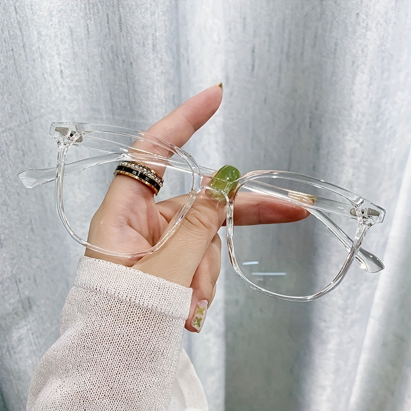 Stylish PC frame glasses with clear polycarbonate lens and gradient design, perfect for everyday wear for both men and women.