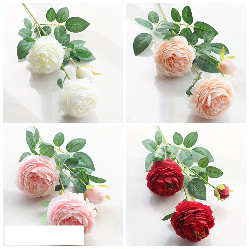 1PC European-style imitation peony, ideal for wedding season and home wedding decoration, featuring three heads.