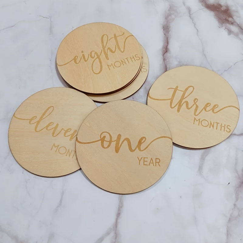 Celebrate Your Baby's Growth with Wooden Milestone Coasters for 1-12 Month Anniversaries