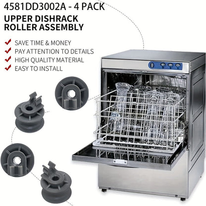 Upgrade your LG Dishwasher with this set of 4 Plastic Upper Dishrack Roller Wheels Assembly. Compatible with Models 4581DD9001B, AP4437685, PS3523050, 1266813, and EA3523050. Enhance your dishwashing experience with this essential accessory.