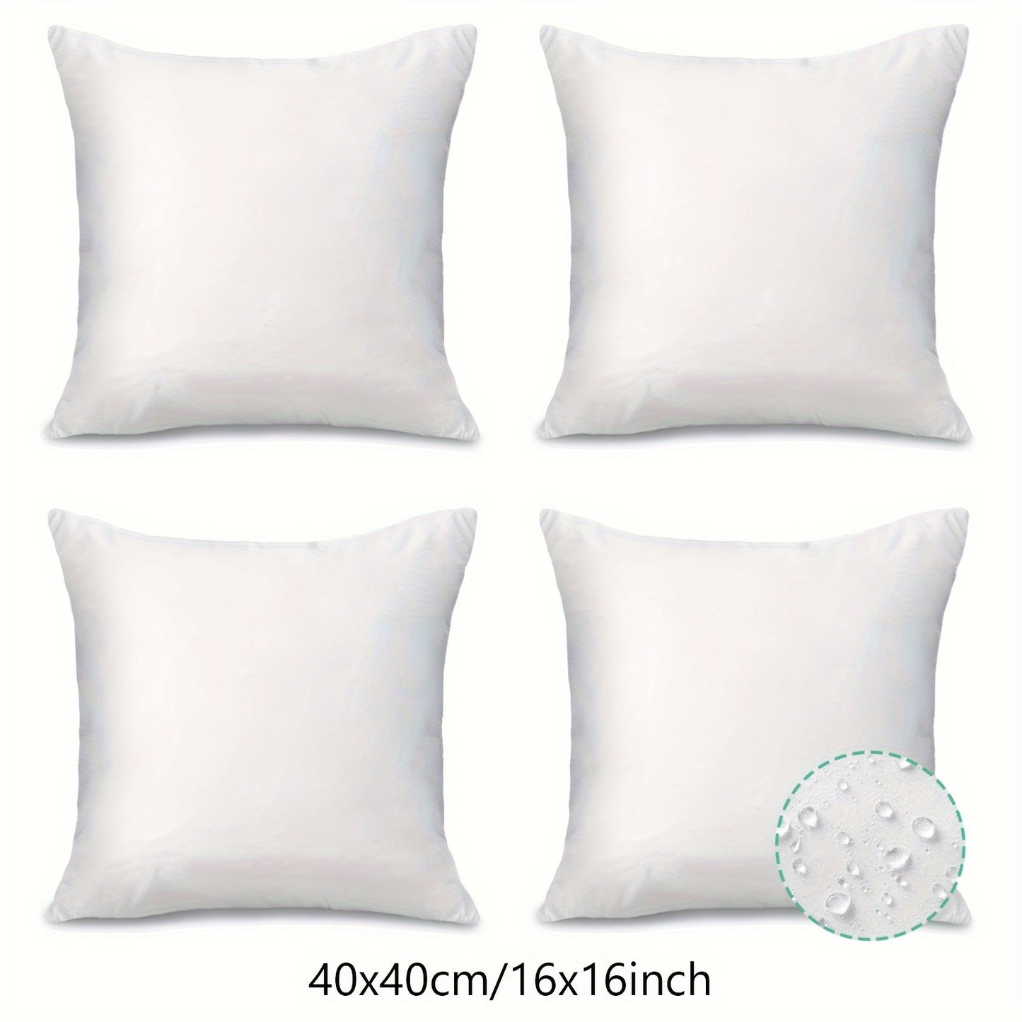 1 box of 4 waterproof outdoor throw pillow cores, white with zipper, perfect for courtyard or indoor use.