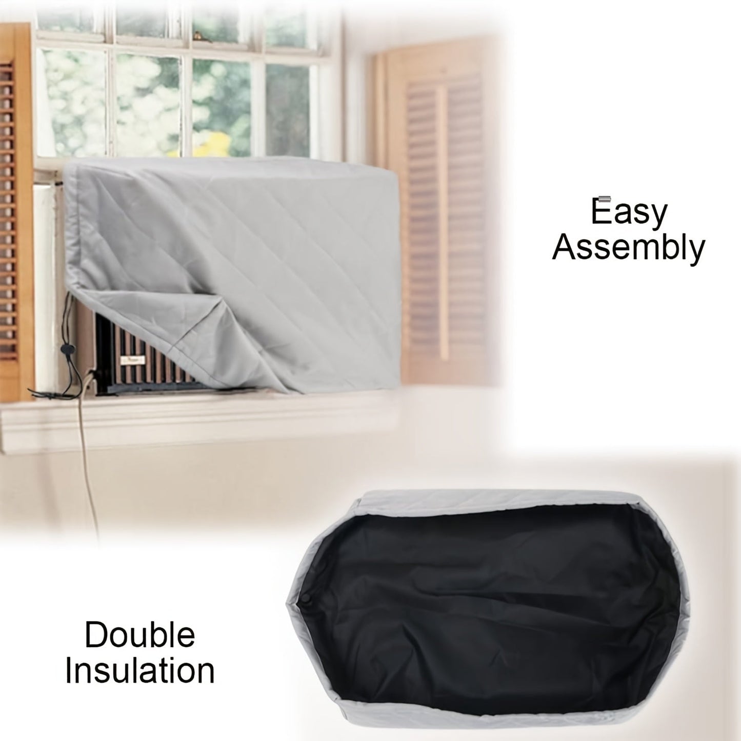 Protective Cover for Window Air Conditioner - Save Energy, Dual Layer Insulation with Adjustable Elastic Strap and Drawstring for Indoor AC Units