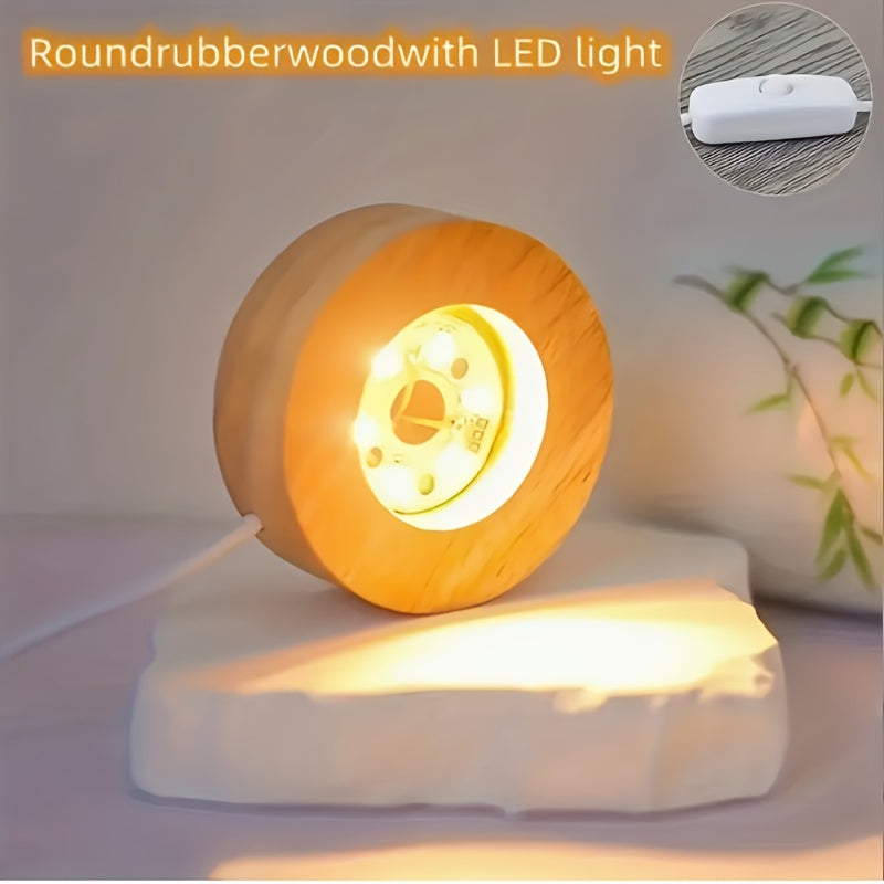 Wooden LED lamp with 1 piece, 6cm/8cm/10cm dimensions, providing warm and white light. Powered by USB and energy-efficient for desk decoration.