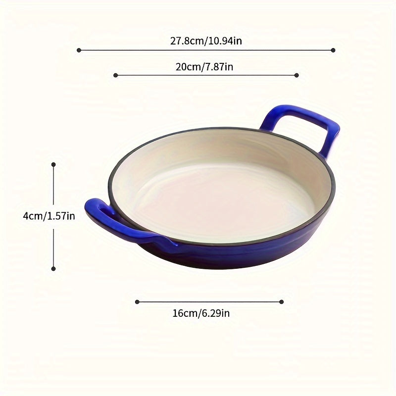 1 piece of a Cast Iron Enamel Frying Pan, Non-Stick Skillet suitable for Gas or Electromagnetic Stoves, ideal for Kitchen Cookware.