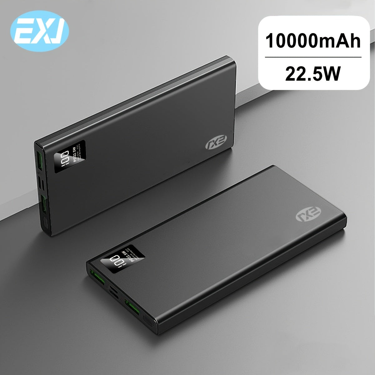 EXJ 20000mAh/10000mAh Power Bank with Fast Charging, LED Display, 2 USB 3.0 Type C QC PD4 Ports. Compatible with iPhone, Android, Samsung, and more.