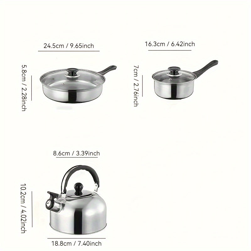 Stainless Steel Cookware Set with 12 Pieces, featuring Golden Handles, Removable Lids, and Interchangeable Pots and Pans for Use on All Stove Types