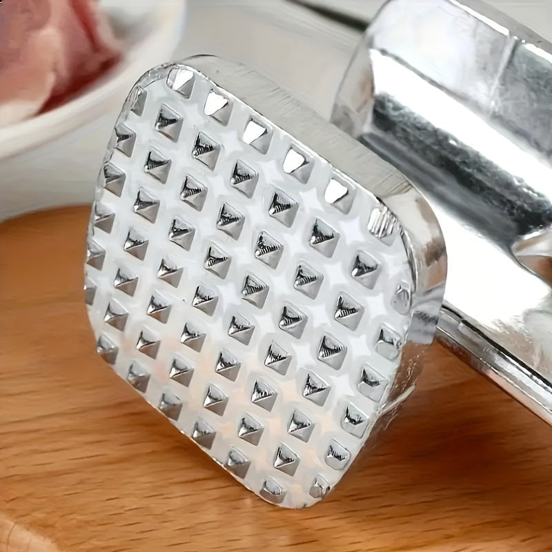 Single piece Aluminum Meat Tenderizer Hammer with Dual-Sided Design for Manual Tenderizing, Flattening, and Pounding of Steaks. Kitchen Tool Designed for Safe Food Contact.