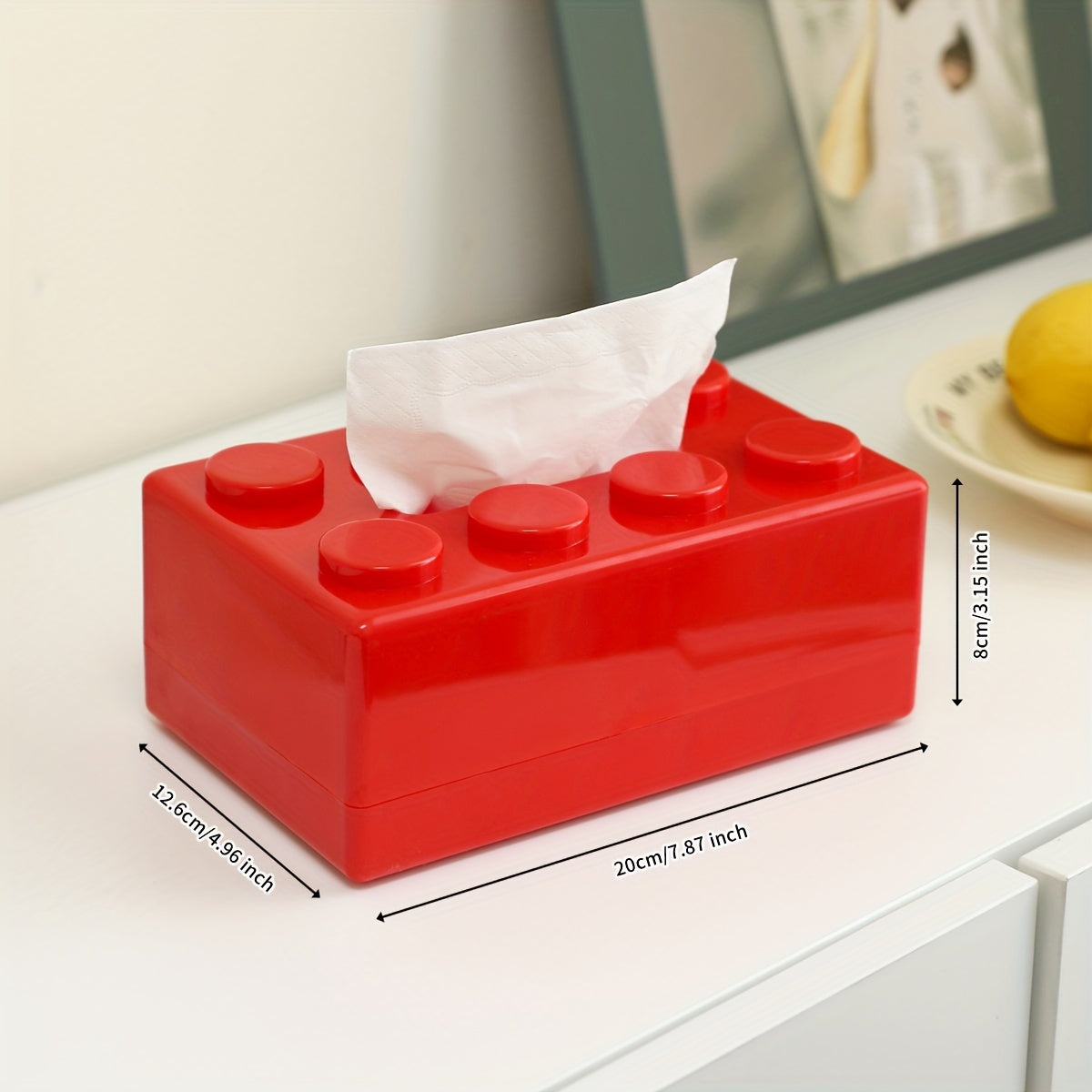 Wall-mounted plastic napkin dispenser doubles as a creative building block tissue holder, making it a multifunctional home dining table storage organizer for Thanksgiving without the need for drilling.