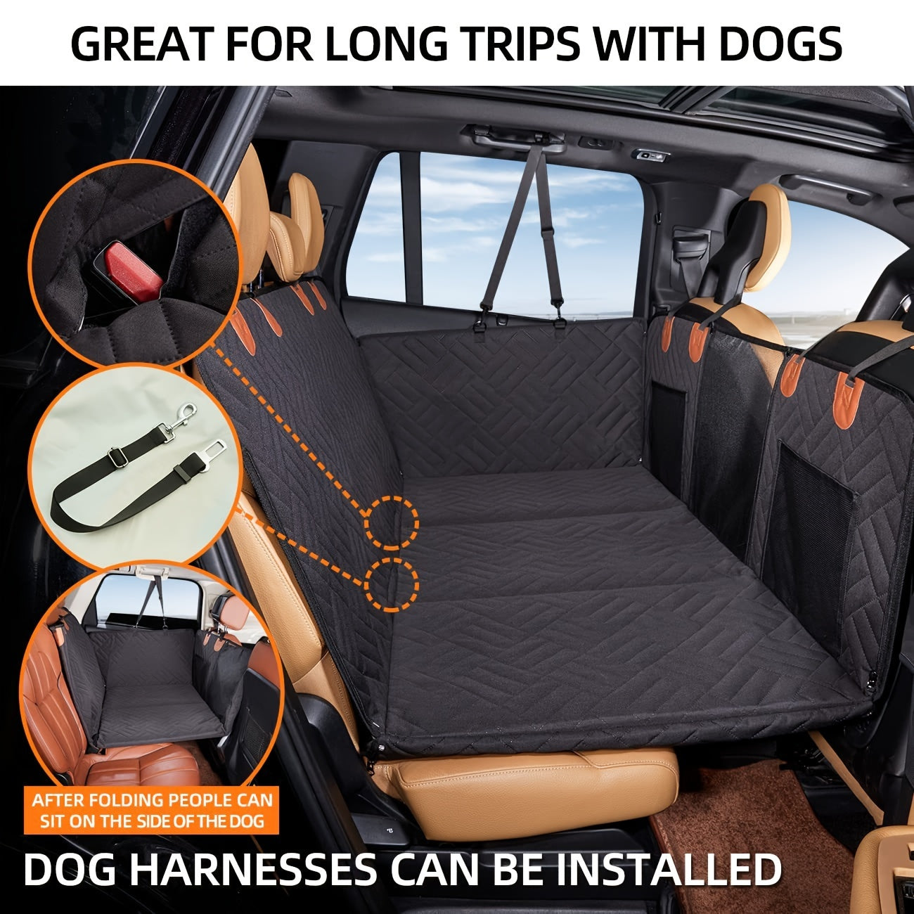 Car pet mat with load-bearing capacity, suitable for model cars. Can be used as a dog travel hammock, rear seat cushion, and dog bed with hard board for support.