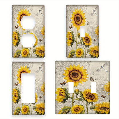 Sunflower decorative wall plate switch cover, country style, easy to clean, for bathroom and bedroom wall decor.