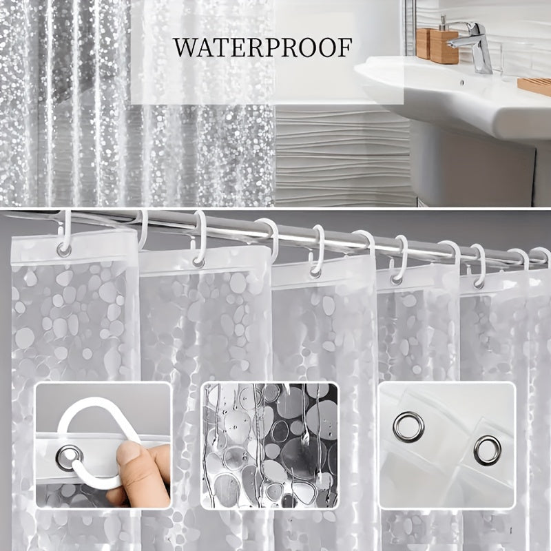 1pc 3D Pebble Pattern Shower Curtain, Water-Resistant Polyester Fabric, Easy to Clean, Ideal for any room, Space-Themed, Christmas Decor.