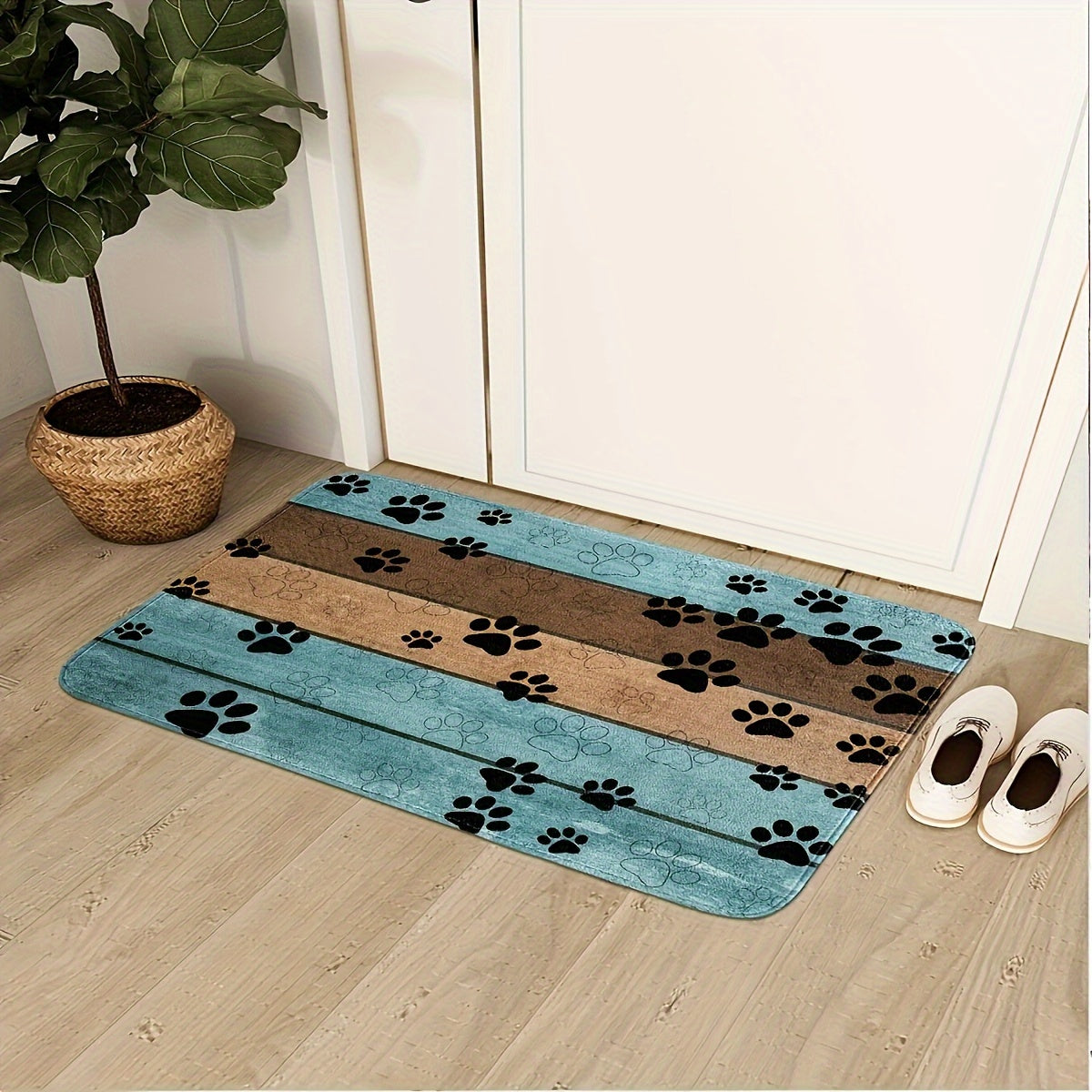 1-piece Dog Paw Print Area Pattern Entryway Mat, Fast-absorbing Quick Dry Bath Mat, Machine Washable Rug, Entryway Rug, Bath Mat, Dining Establishment, Family Room, Workplace, Home, Ornamental Rug, Ideal for Christmas