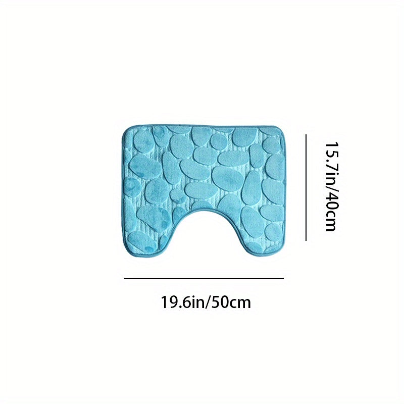 Pebble Embossed Non-Slip Bathroom Bath Mat Set with Memory Foam - Super Soft, Absorbent, and Quick-Drying Rug for Comfort and Safety. Machine Washable and Thick for a luxurious feel in your bathroom.