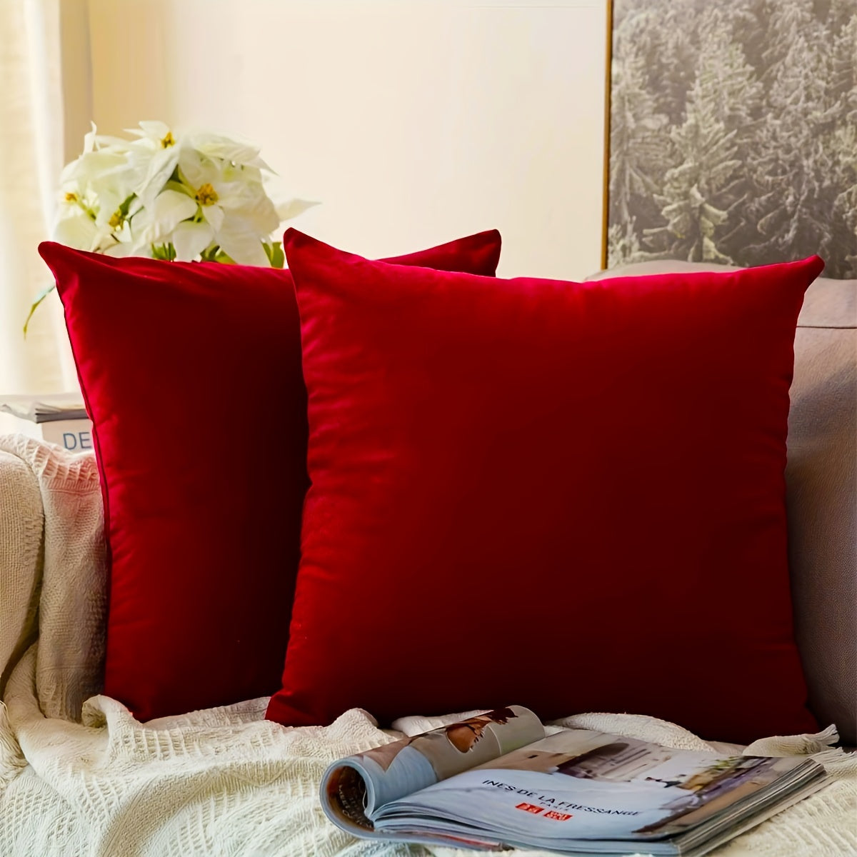 Luxurious dark blue chenille throw pillow cover with contemporary style and stain-resistant features. Made of 100% polyester with a zippered closure. Hand wash only for cozy living room decor.