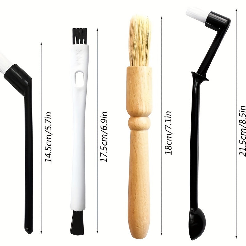 [Top Pick] Set of 5 Coffee Machine Cleaning Brushes with Wooden Handle - Includes Manual Grinder and Head Brushes for Use in Kitchen, Living Room, or Patio - No Electricity Required