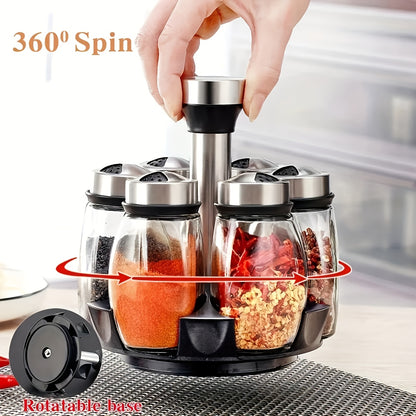 7pc Swivel Base Spice Shakers with Salt, Pepper, and Sugar - Ideal for kitchen storage and organization