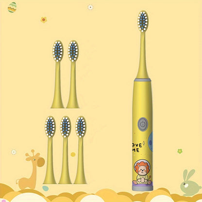 The New Space Series children's electric toothbrush set includes a battery-operated model with 3 to 6 brush heads, making it a perfect holiday gift for family and friends. Featuring soft