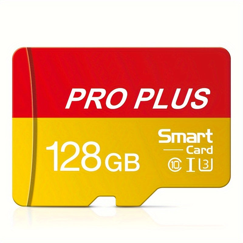 256GB Class10 U3 UHS-I TF memory card for 4K HD with SD adapter in yellow and red.