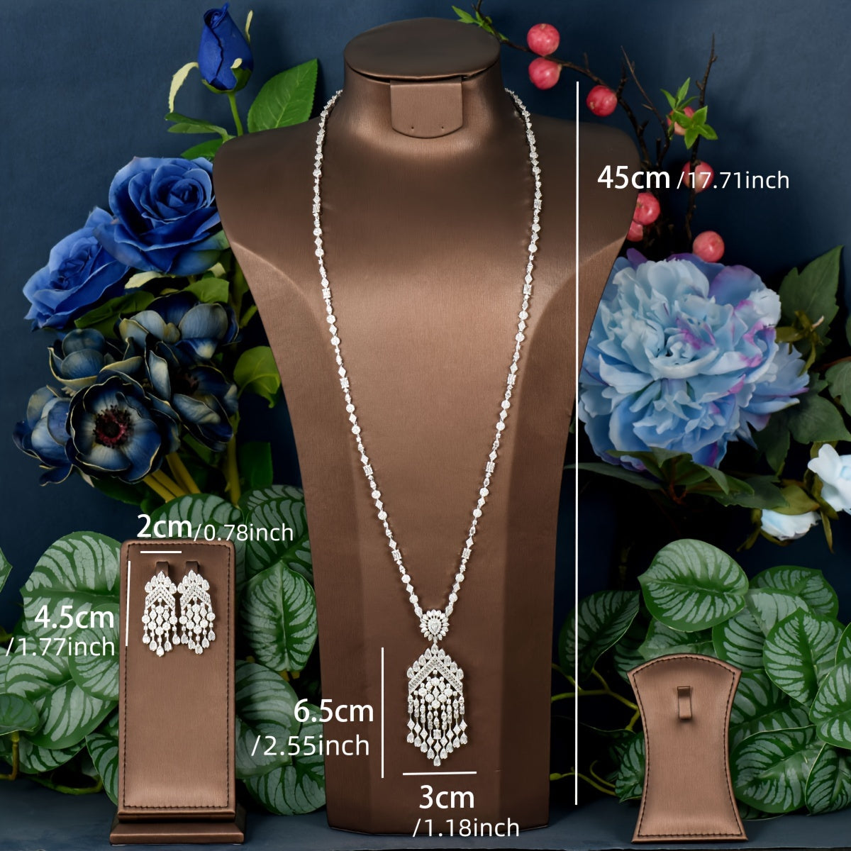 Stunning AAA Zirconia Jewelry Set for Women - White with Gold Plating Necklace & Earrings, Ideal for Special Occasions like Weddings and Parties.