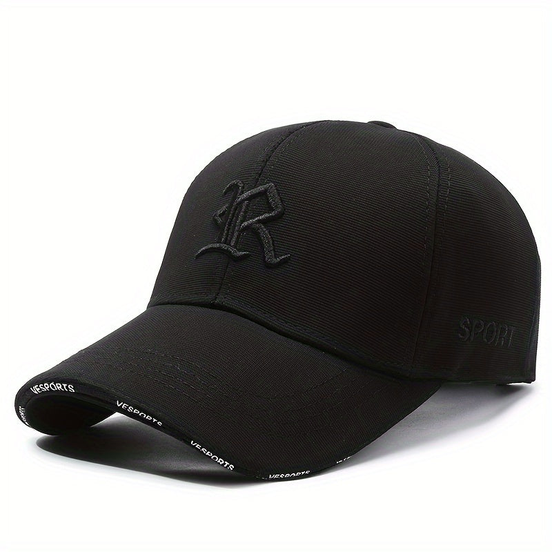 One 3D Embroidered Letter Baseball Cap made of soft polyester, hand washable, adjustable, breathable, UV protection, suitable for cycling, golf, outdoor activities, and holidays.