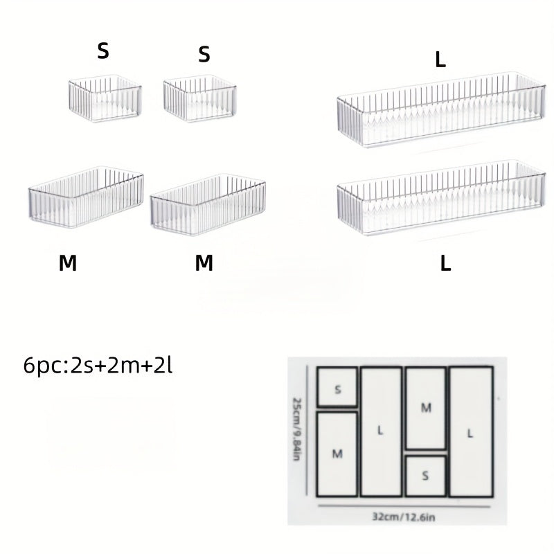 6/7/8pcs set of multi-functional acrylic transparent makeup storage box combinations, suitable for office and home use.