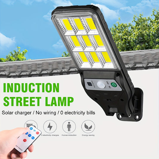 Solar-Powered LED Wall Light with Motion Sensor, Remote Control, Rechargeable Battery & Installation Hardware