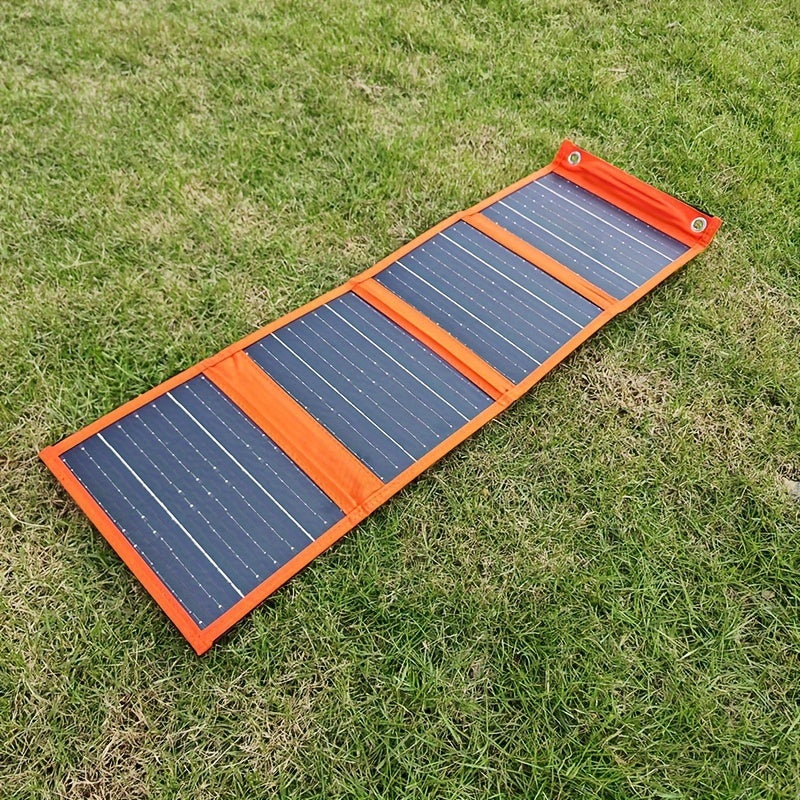 Foldable 25W solar panel charger with high conversion rate, designed for outdoor camping and emergency charging.