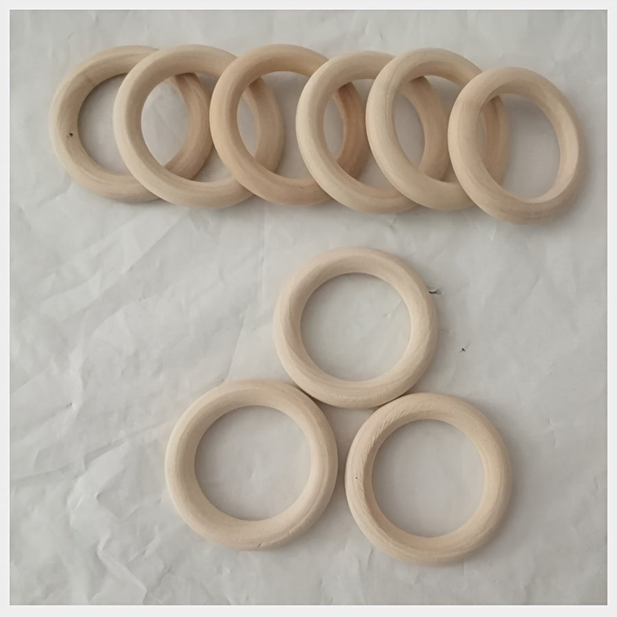 Set of 24 5cm/1.97inch Natural Wood Rings for Crafting, Macrame, and DIY Projects. Unpainted Wooden Rings for Jewelry Making and Pendant Connectors