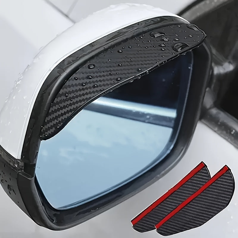 2pcs Thickened Carbon Fiber Texture Car Rearview Mirror Rain Eyebrows