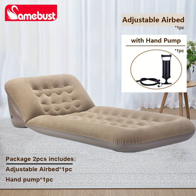 Adjustable Airbed that Transforms into Inflatable Sofa, Single Foldable Mattress, Hand Washable Lounger for Any Room