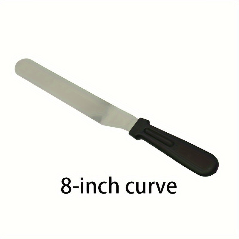 Cream Spatula - 1 piece, 15.24/20.32/25.4 cm, Straight and Curved, Professional Baking Pastry Tool, Cake Decorating Knife, Stainless Steel Cake Scraper, Bakery Kitchen Tool, Baking Supply