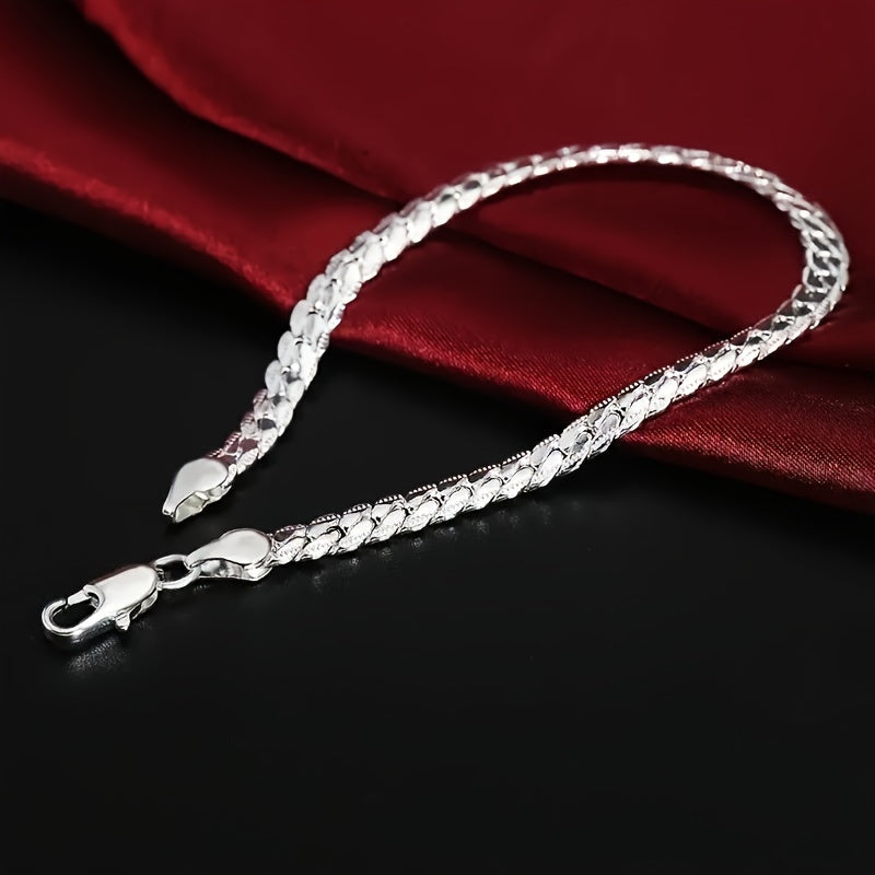 Elegant silver bracelet ideal for weddings and special events.